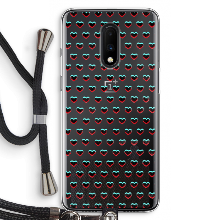 Hartjes: OnePlus 7 Transparant Hoesje met koord