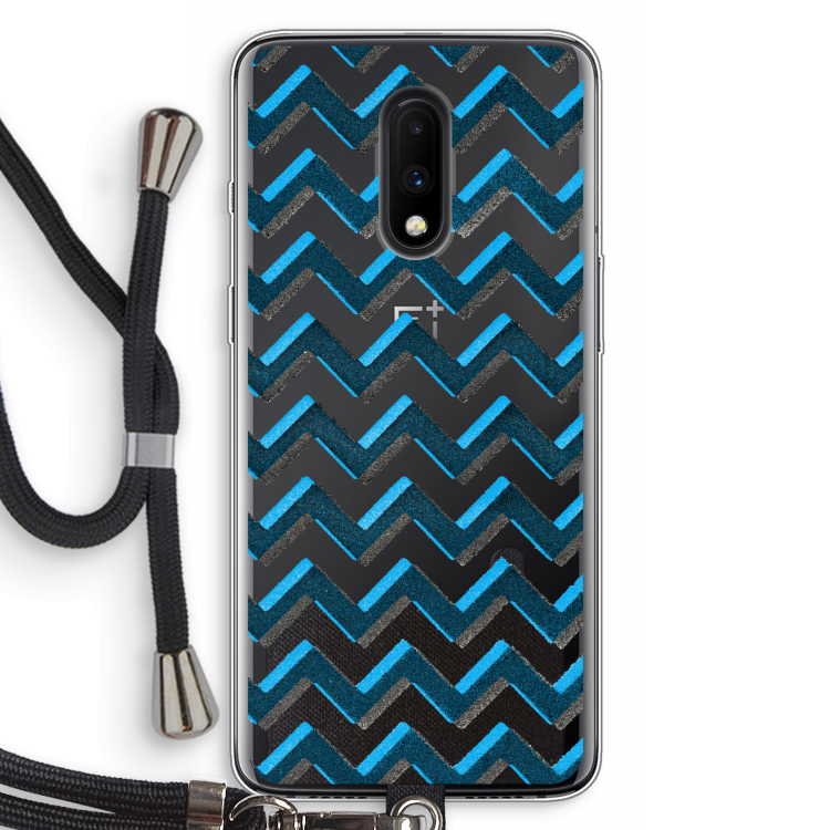 Onderbroken lijn: OnePlus 7 Transparant Hoesje met koord