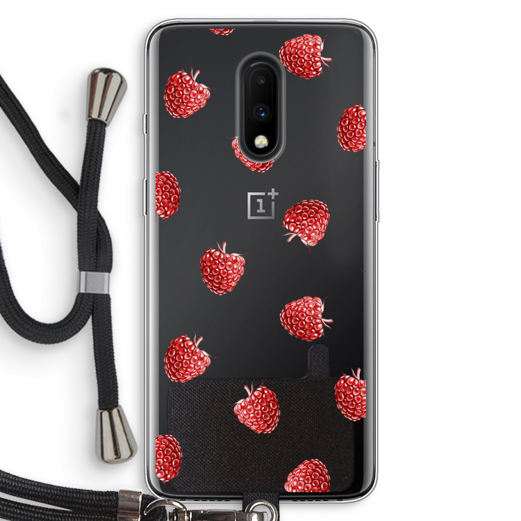 Framboosjes: OnePlus 7 Transparant Hoesje met koord