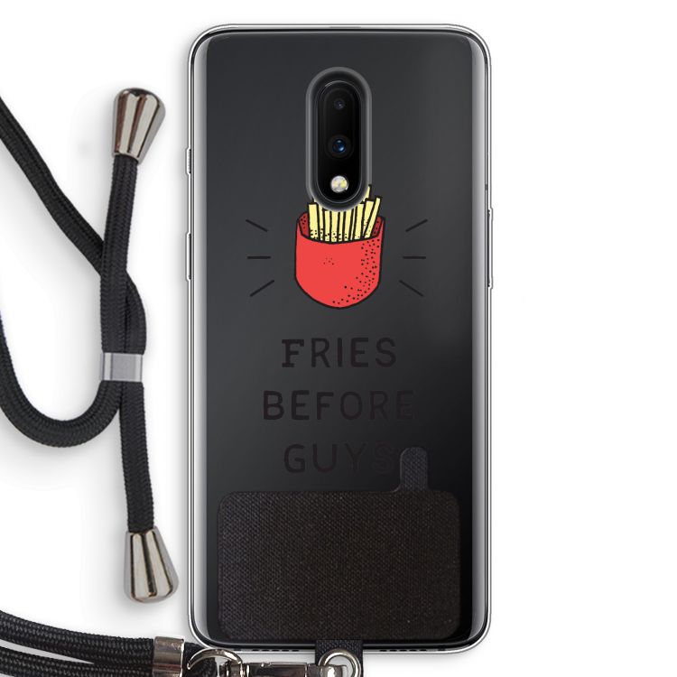 Fries before guys: OnePlus 7 Transparant Hoesje met koord