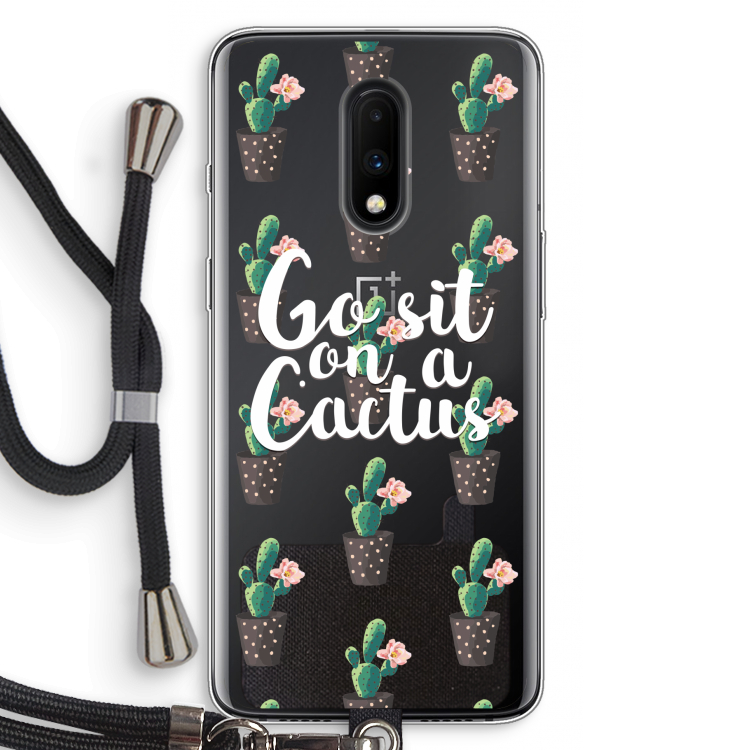 Cactus quote: OnePlus 7 Transparant Hoesje met koord