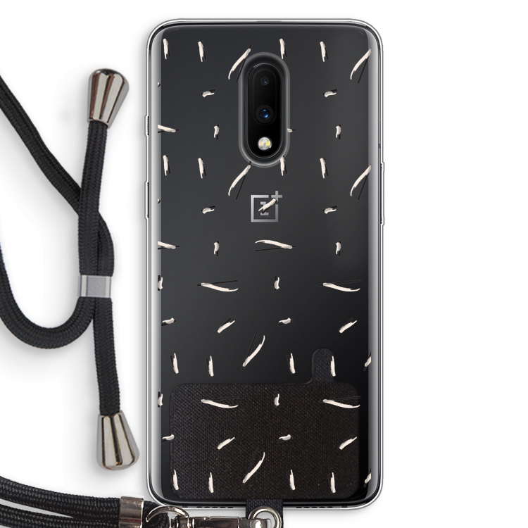 Hipster stripes: OnePlus 7 Transparant Hoesje met koord