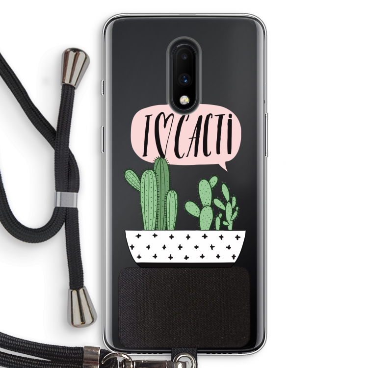I love cacti: OnePlus 7 Transparant Hoesje met koord