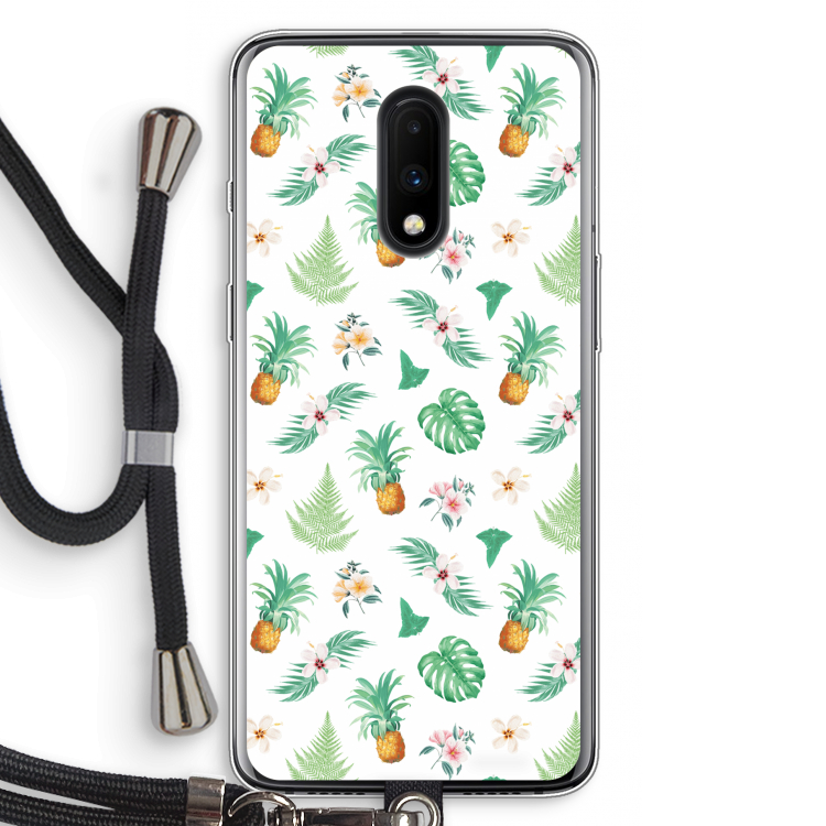 Ananas bladeren: OnePlus 7 Transparant Hoesje met koord
