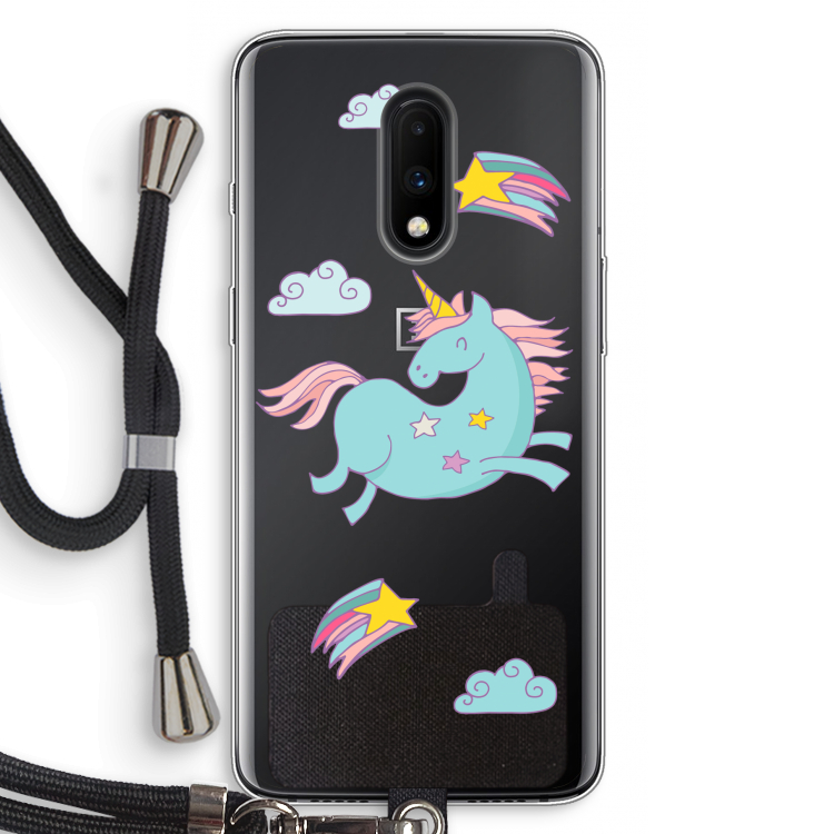 Vliegende eenhoorn: OnePlus 7 Transparant Hoesje met koord