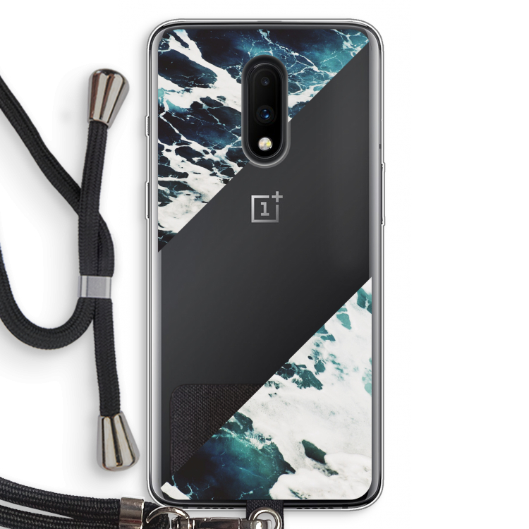 Golven: OnePlus 7 Transparant Hoesje met koord