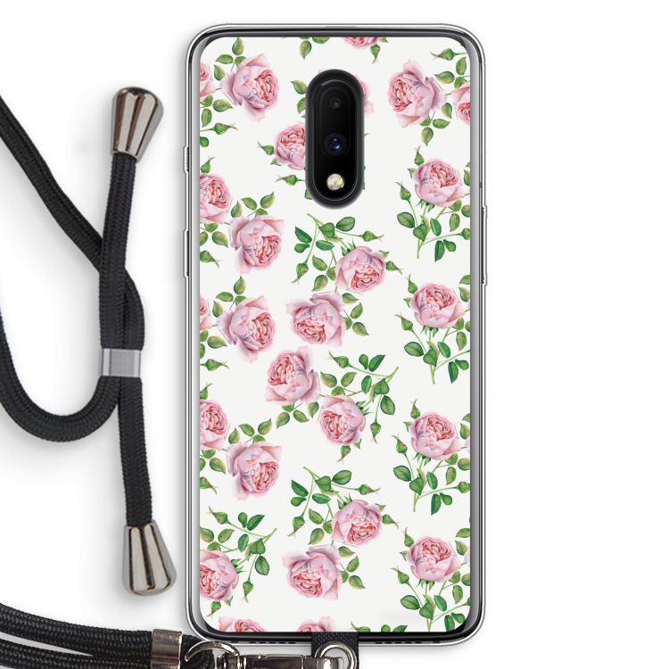Kleine roosjes: OnePlus 7 Transparant Hoesje met koord