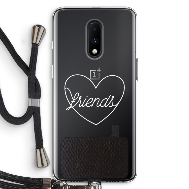 Friends heart pastel: OnePlus 7 Transparant Hoesje met koord