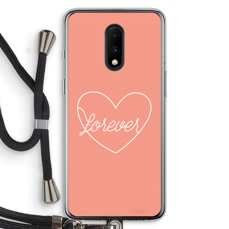 Forever heart: OnePlus 7 Transparant Hoesje met koord
