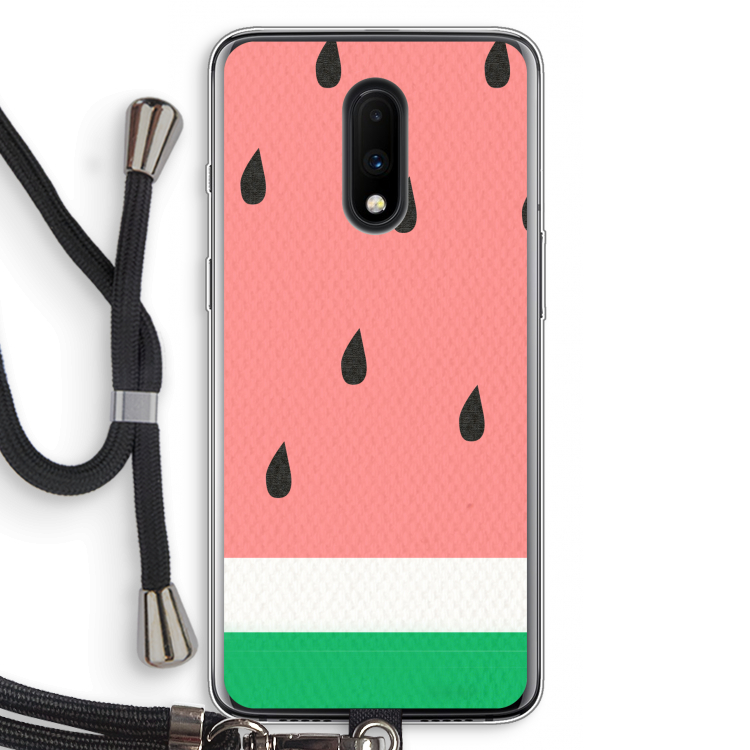 Watermeloen: OnePlus 7 Transparant Hoesje met koord