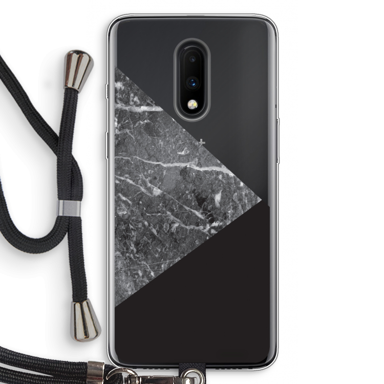 Combinatie marmer: OnePlus 7 Transparant Hoesje met koord