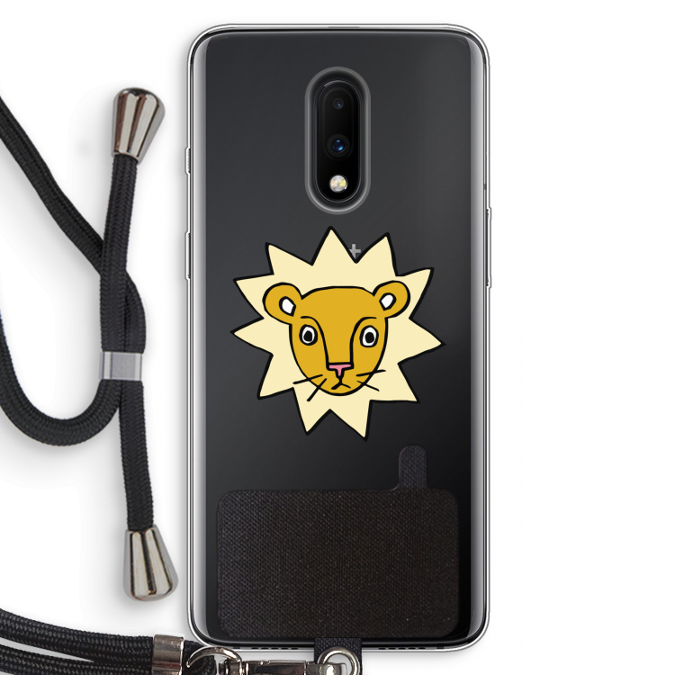Kleine leeuw: OnePlus 7 Transparant Hoesje met koord