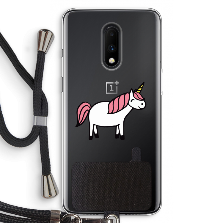 Eenhoorn: OnePlus 7 Transparant Hoesje met koord