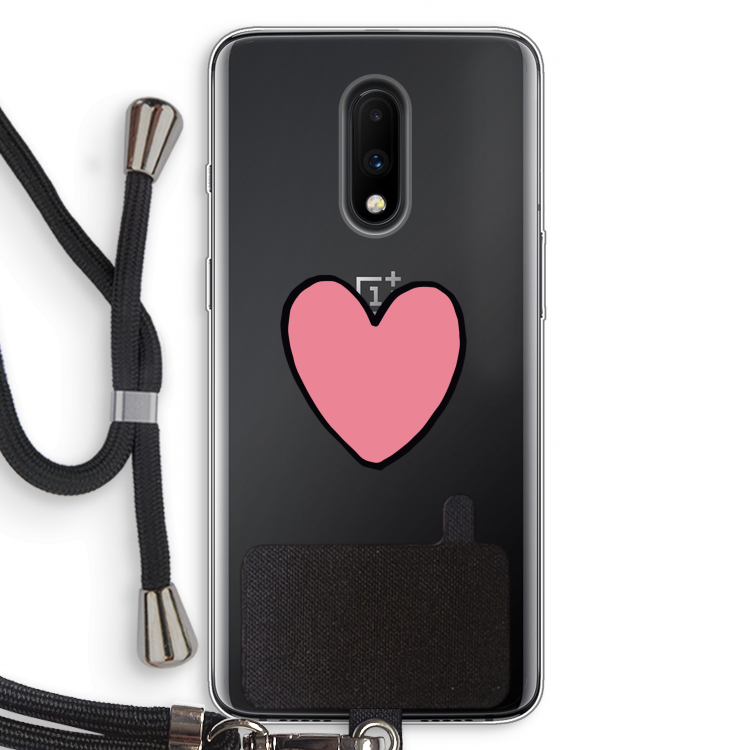 Hartje: OnePlus 7 Transparant Hoesje met koord