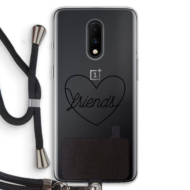 Friends heart black: OnePlus 7 Transparant Hoesje met koord