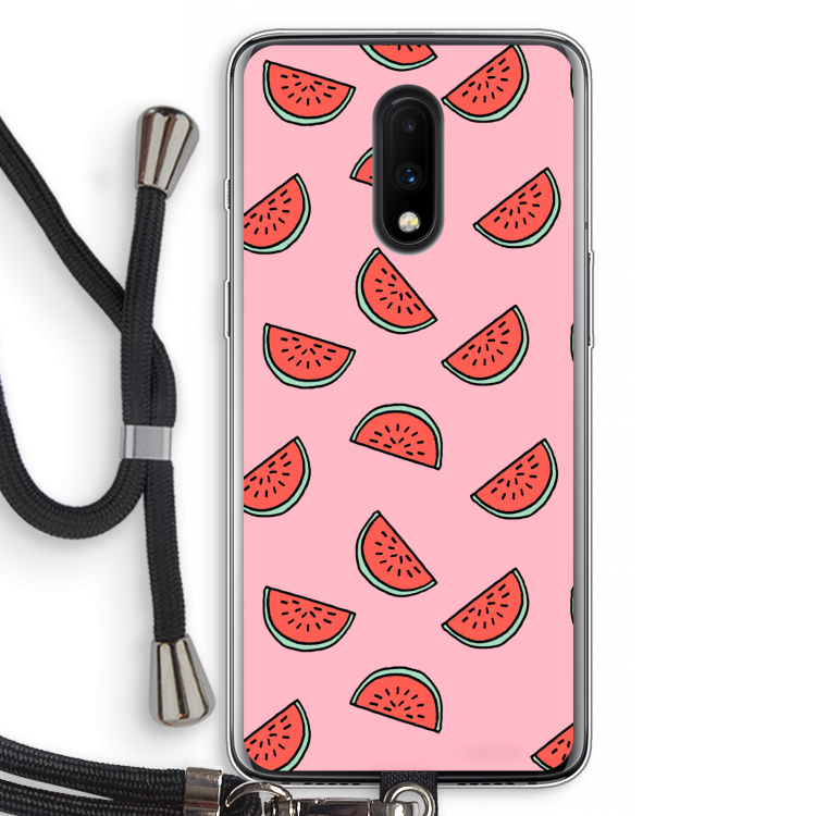 Watermeloen: OnePlus 7 Transparant Hoesje met koord