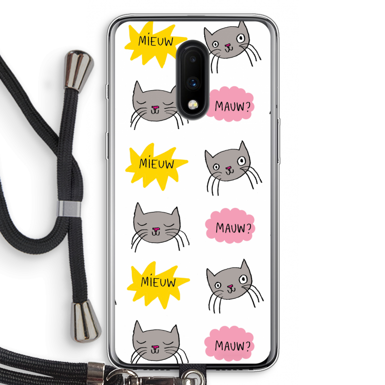 Meow: OnePlus 7 Transparant Hoesje met koord