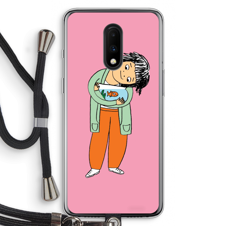 Visknuffel: OnePlus 7 Transparant Hoesje met koord