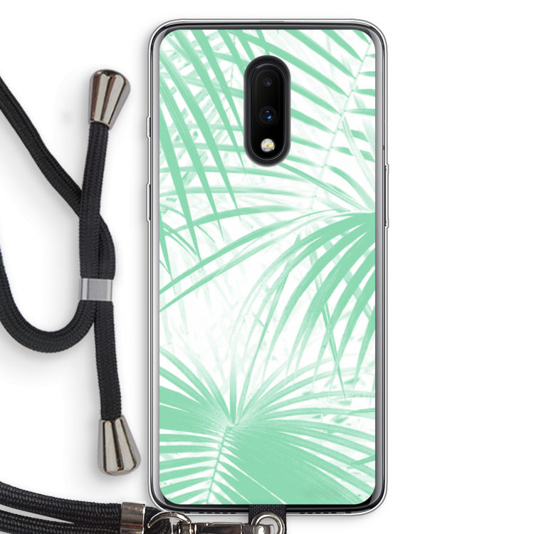 Palmbladeren: OnePlus 7 Transparant Hoesje met koord