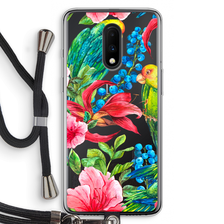 Papegaaien: OnePlus 7 Transparant Hoesje met koord
