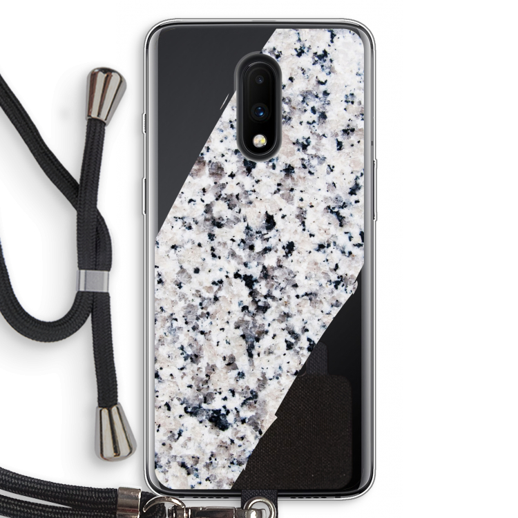 Gespikkelde marmer: OnePlus 7 Transparant Hoesje met koord