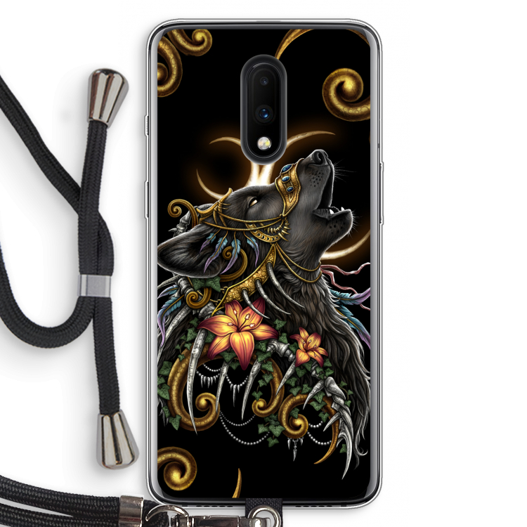Huilende Wolf: OnePlus 7 Transparant Hoesje met koord