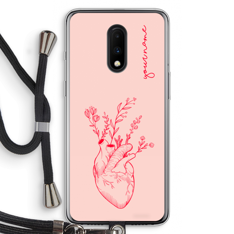Blooming Heart: OnePlus 7 Transparant Hoesje met koord