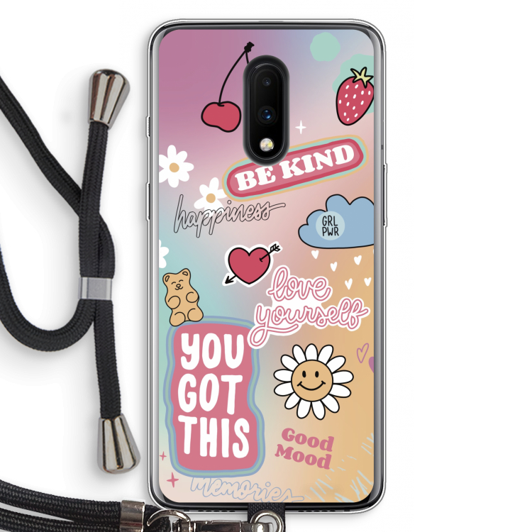 Positivity: OnePlus 7 Transparant Hoesje met koord