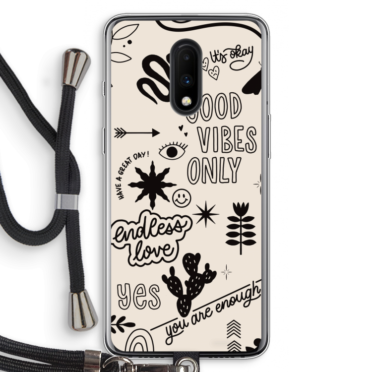 Good vibes: OnePlus 7 Transparant Hoesje met koord