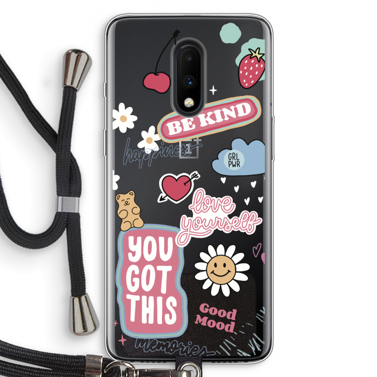 Positivity: OnePlus 7 Transparant Hoesje met koord