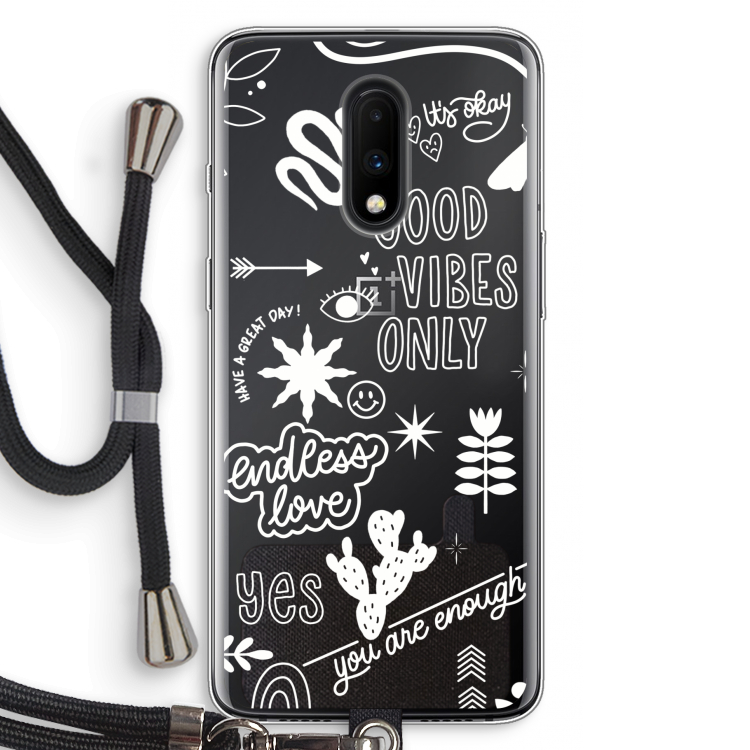 Good vibes: OnePlus 7 Transparant Hoesje met koord
