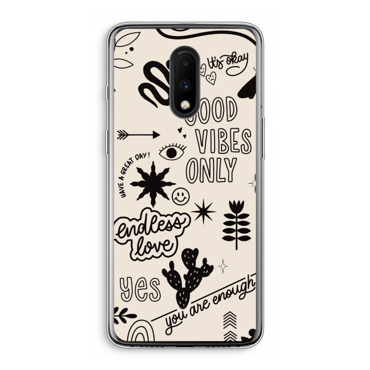 Good vibes: OnePlus 7 Transparant Hoesje