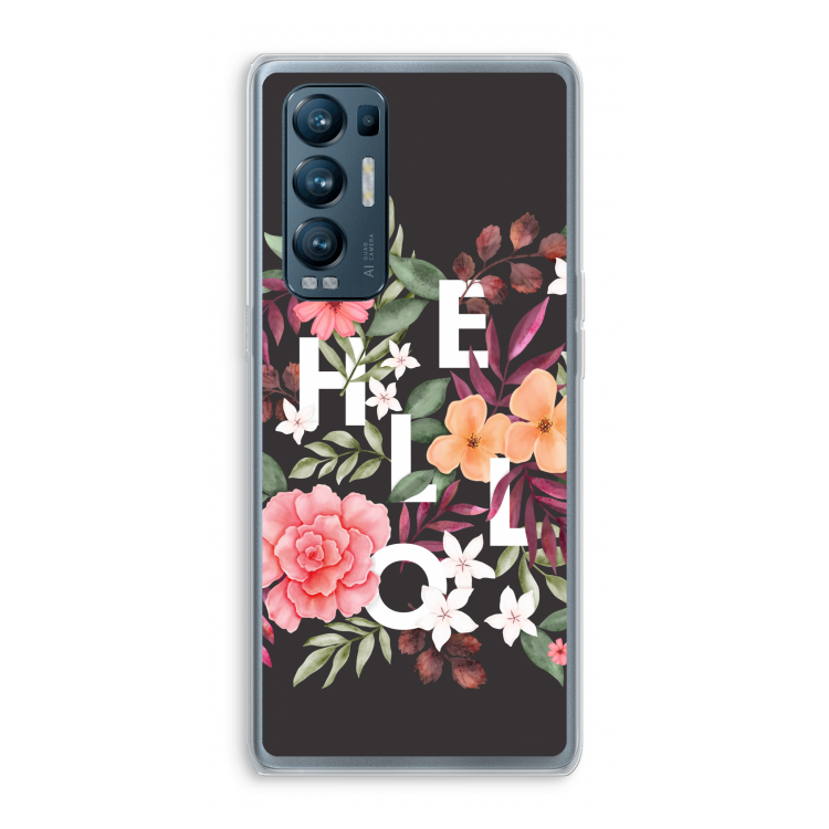 Hello in flowers: Oppo Find X3 Neo Transparant Hoesje