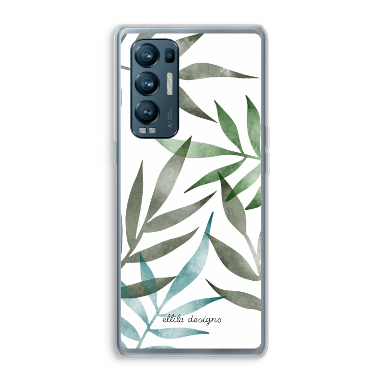 Tropical watercolor leaves: Oppo Find X3 Neo Transparant Hoesje