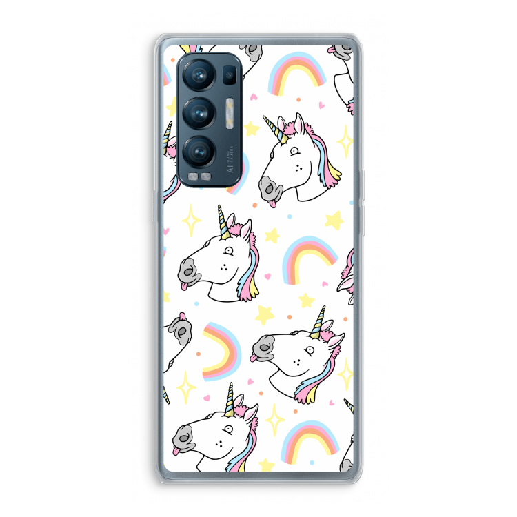 Rainbow Unicorn: Oppo Find X3 Neo Transparant Hoesje