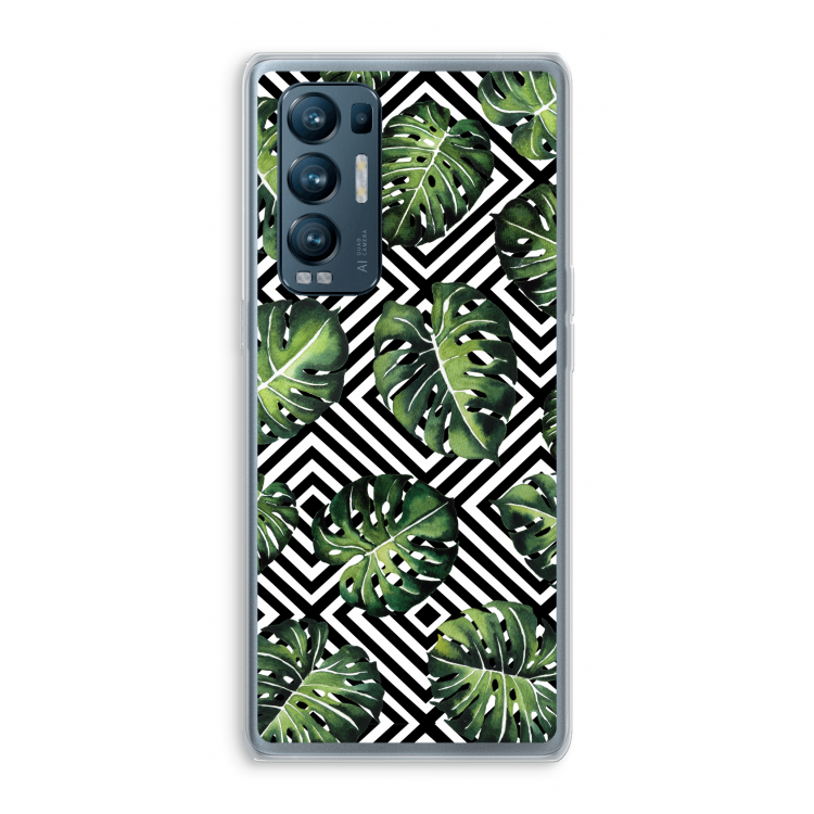 Geometrische jungle: Oppo Find X3 Neo Transparant Hoesje