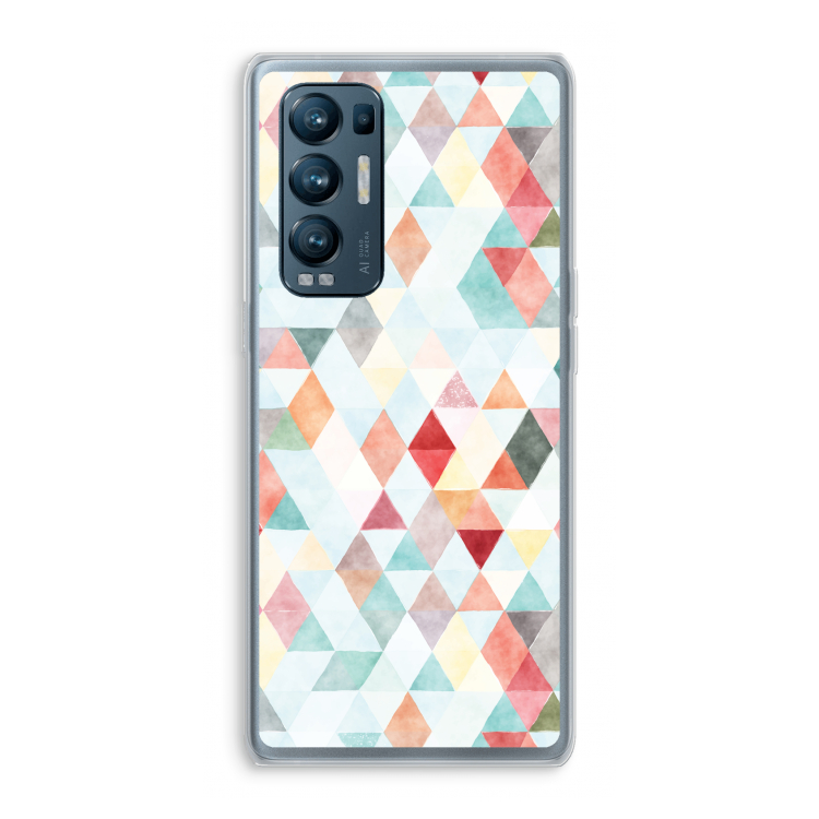 Gekleurde driehoekjes pastel: Oppo Find X3 Neo Transparant Hoesje