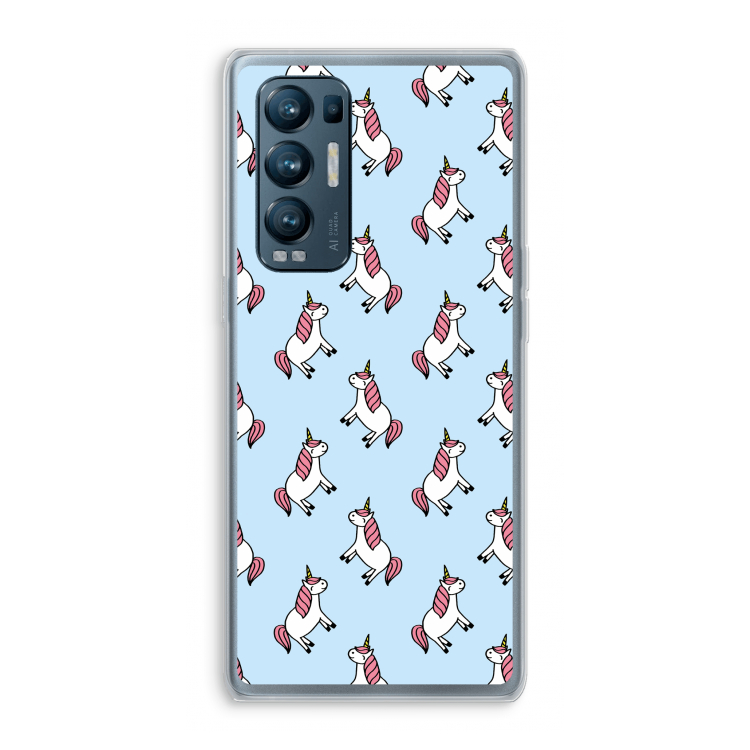 Eenhoorns overal: Oppo Find X3 Neo Transparant Hoesje