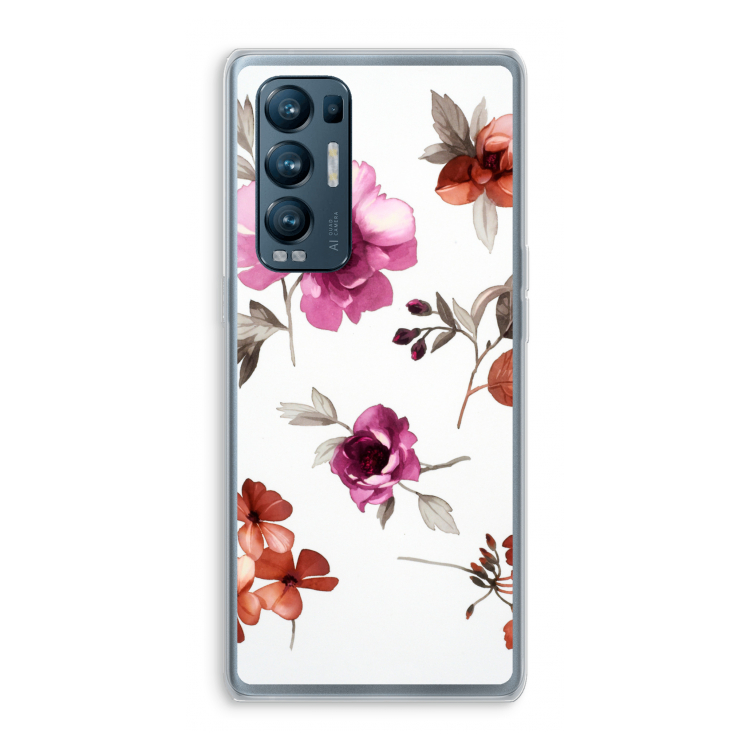 Geschilderde bloemen: Oppo Find X3 Neo Transparant Hoesje