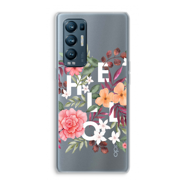 Hello in flowers: Oppo Find X3 Neo Transparant Hoesje