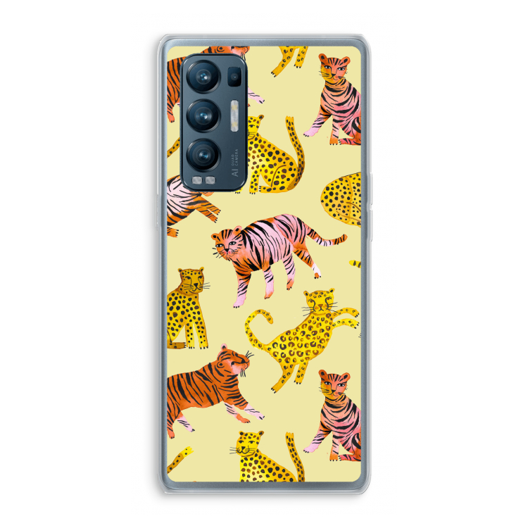 Cute Tigers and Leopards: Oppo Find X3 Neo Transparant Hoesje