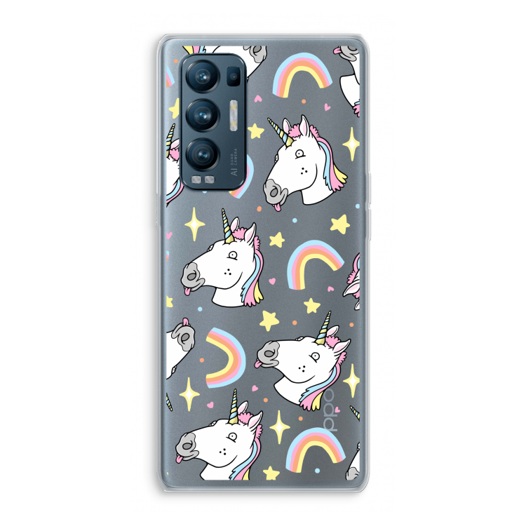 Rainbow Unicorn: Oppo Find X3 Neo Transparant Hoesje