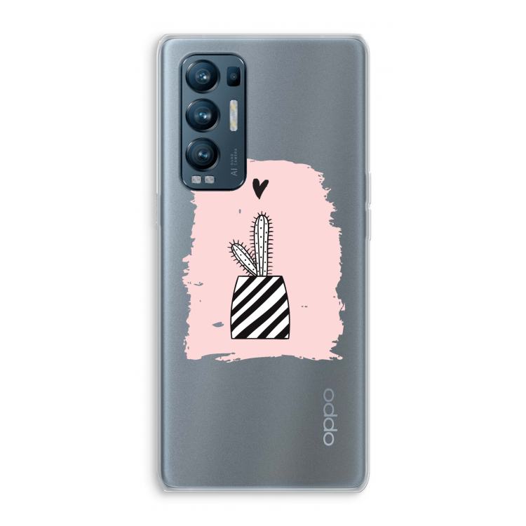 Zwart-wit cactus: Oppo Find X3 Neo Transparant Hoesje