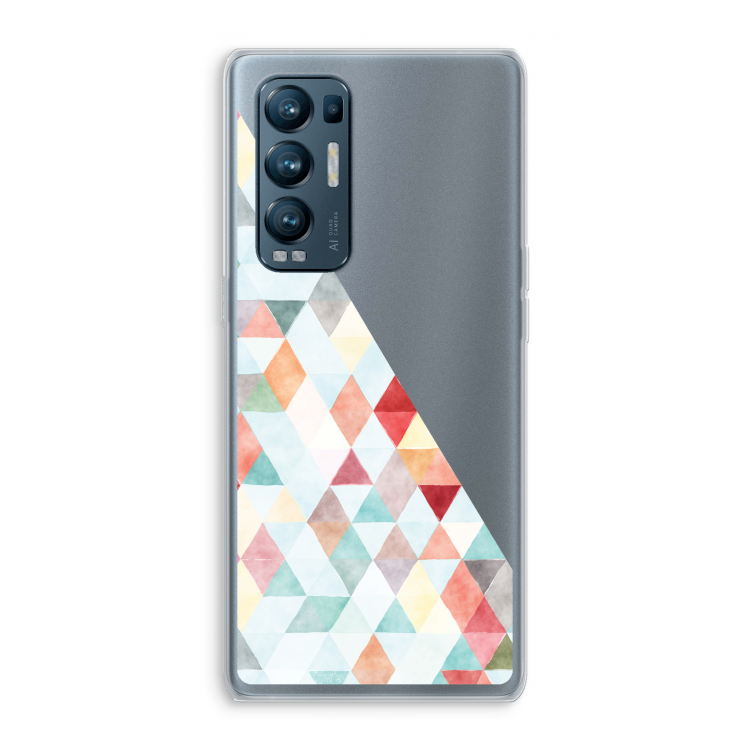 Gekleurde driehoekjes pastel: Oppo Find X3 Neo Transparant Hoesje