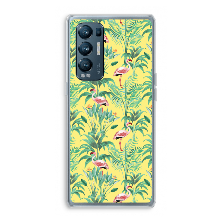 Flamingo party: Oppo Find X3 Neo Transparant Hoesje