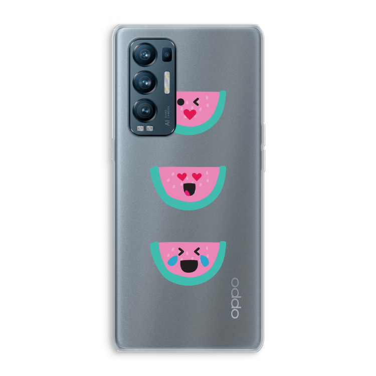 Smiley watermeloen: Oppo Find X3 Neo Transparant Hoesje