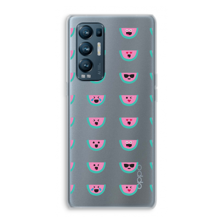 Smiley watermeloenprint: Oppo Find X3 Neo Transparant Hoesje