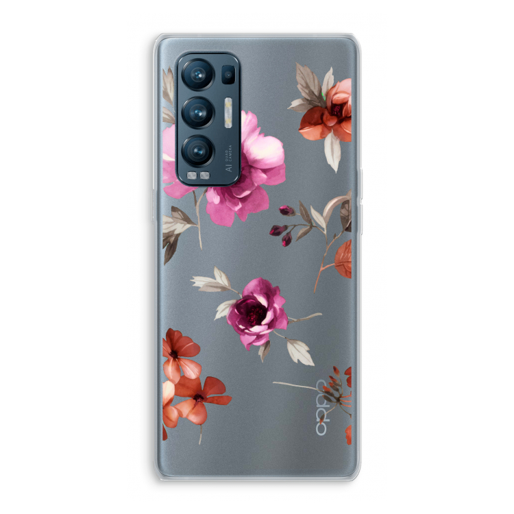 Geschilderde bloemen: Oppo Find X3 Neo Transparant Hoesje