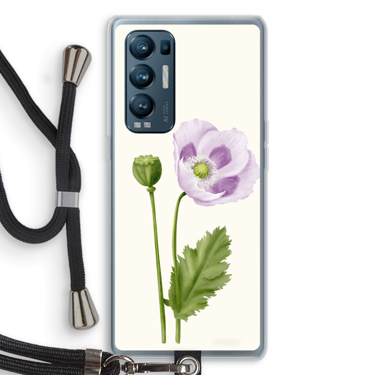 Purple poppy: Oppo Find X3 Neo Transparant Hoesje met koord