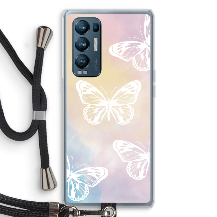 White butterfly: Oppo Find X3 Neo Transparant Hoesje met koord